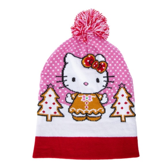 NWT HELLO KITTY GINGERBREAD POM HAT - Picture 3 of 3